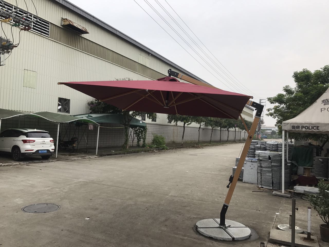 S100 aluminum wood cover parasol